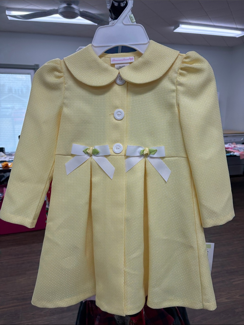 Bonnie Jean Yellow Girls Dress Coat with Bows